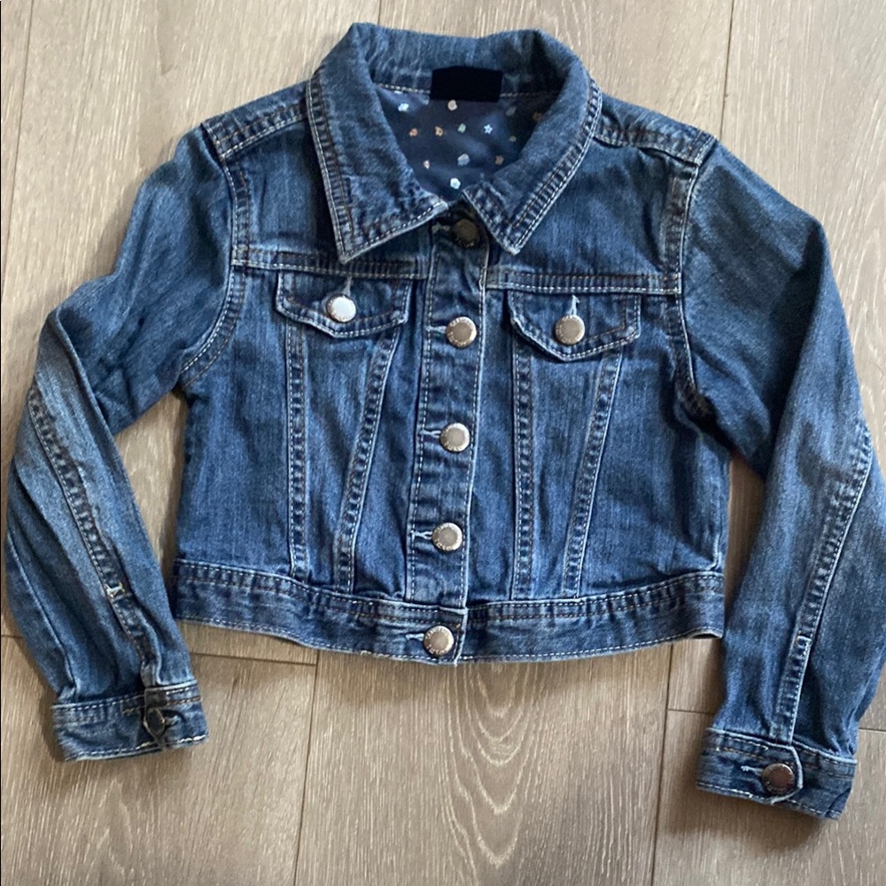 OshKosh B'gosh Blue Denim Jacket Jean Coat Girls Size 5 Sz 5T Button Small Crop